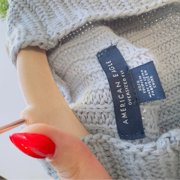 AMERICAN EAGLE Light Blue Knit Mock Neck Sweater Size S\XS - Picture 9 of 13